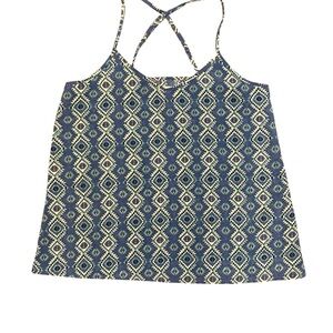 Hollister‎ Blue and Cream Geometric Camisole Top